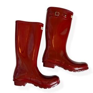 Hunter Original Big Kids  Glossy Red Rain Boots US 5 Boy 6 Girl